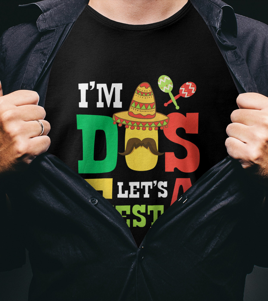 I'm Dos Let's Fiesta 2nd Birthday Taco Hat Maracas T-Shirt