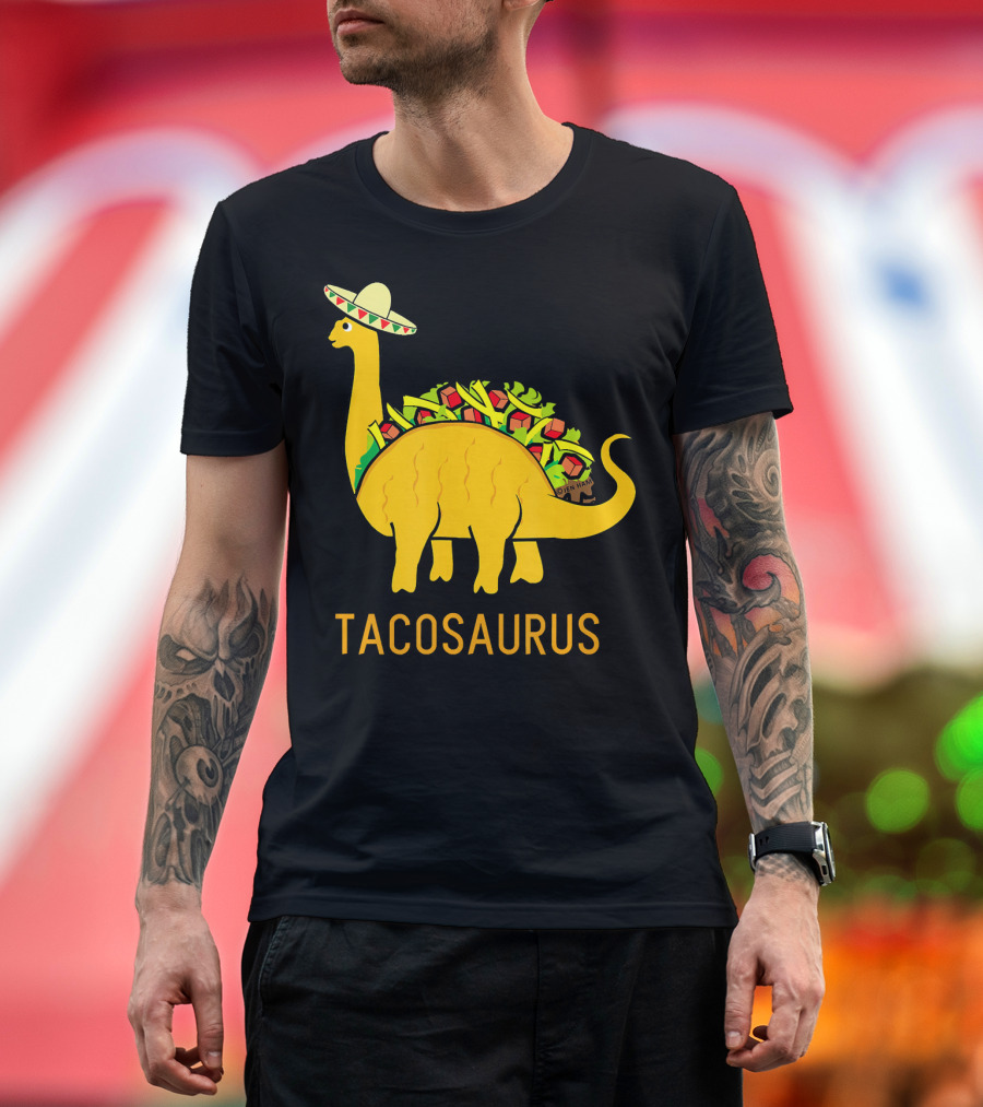 Tacosaurus Funny Taco Dinosaur Wearing Sombrero T-Shirt