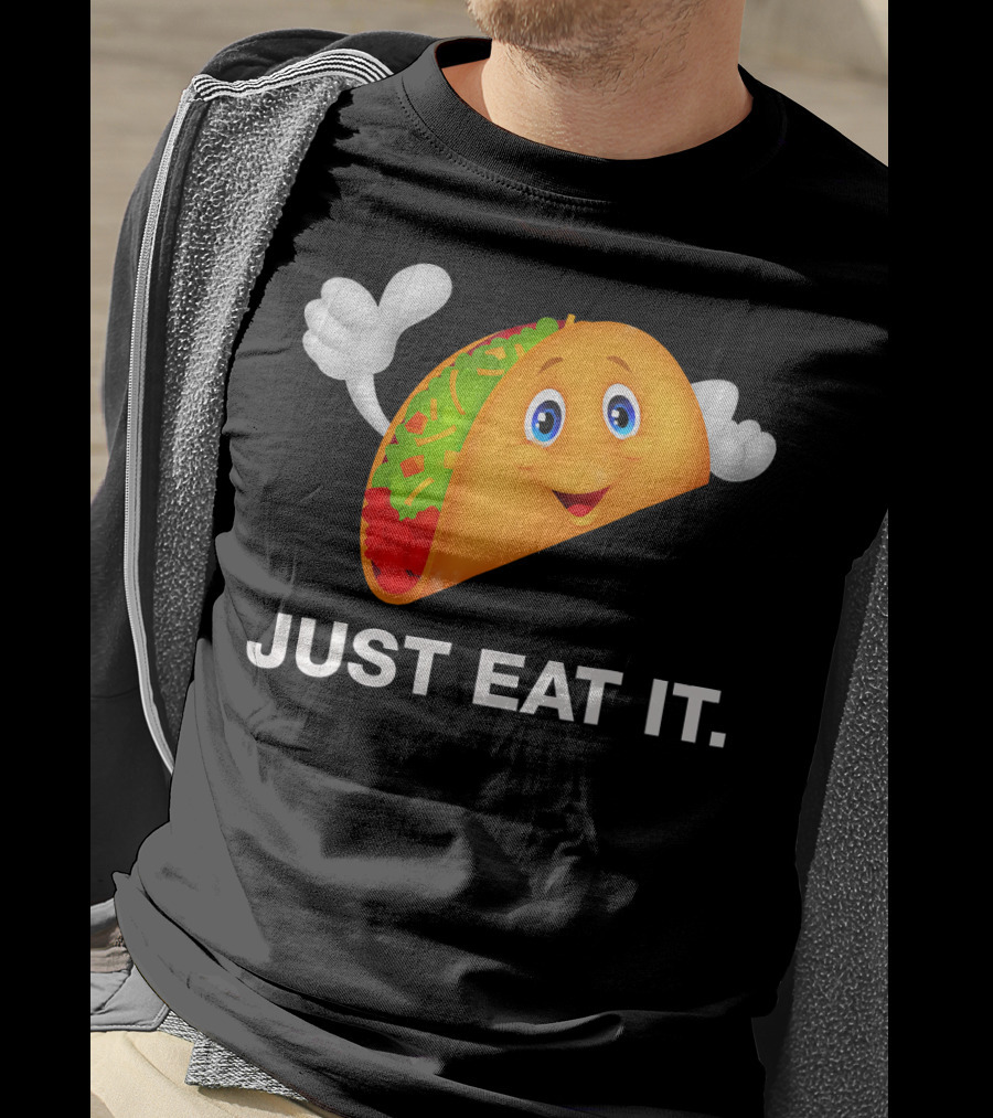 Just Eat It Taco Cartoon Emoji With Hands T-Shirt