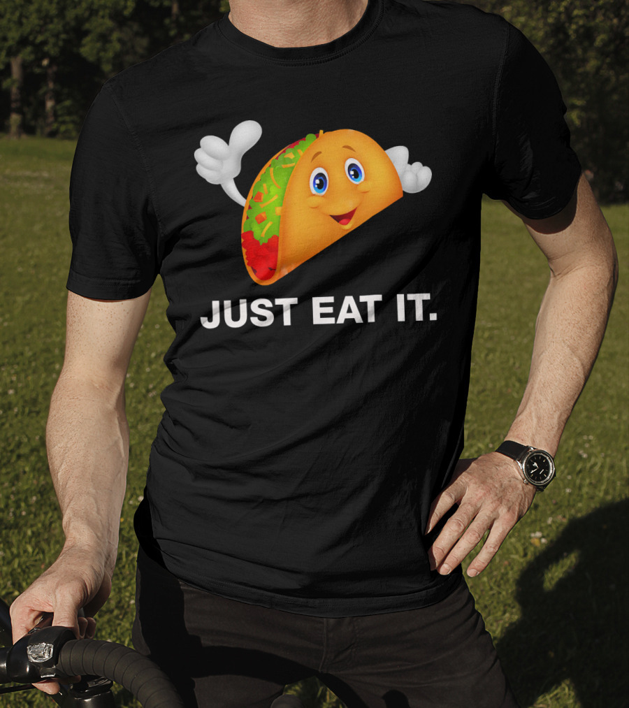 Just Eat It Taco Cartoon Emoji With Hands T-Shirt