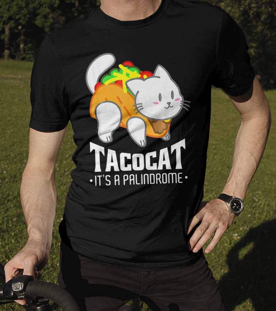 Tacocat It's A Palindrome Cute Funny Taco Cat Lover T-Shirt