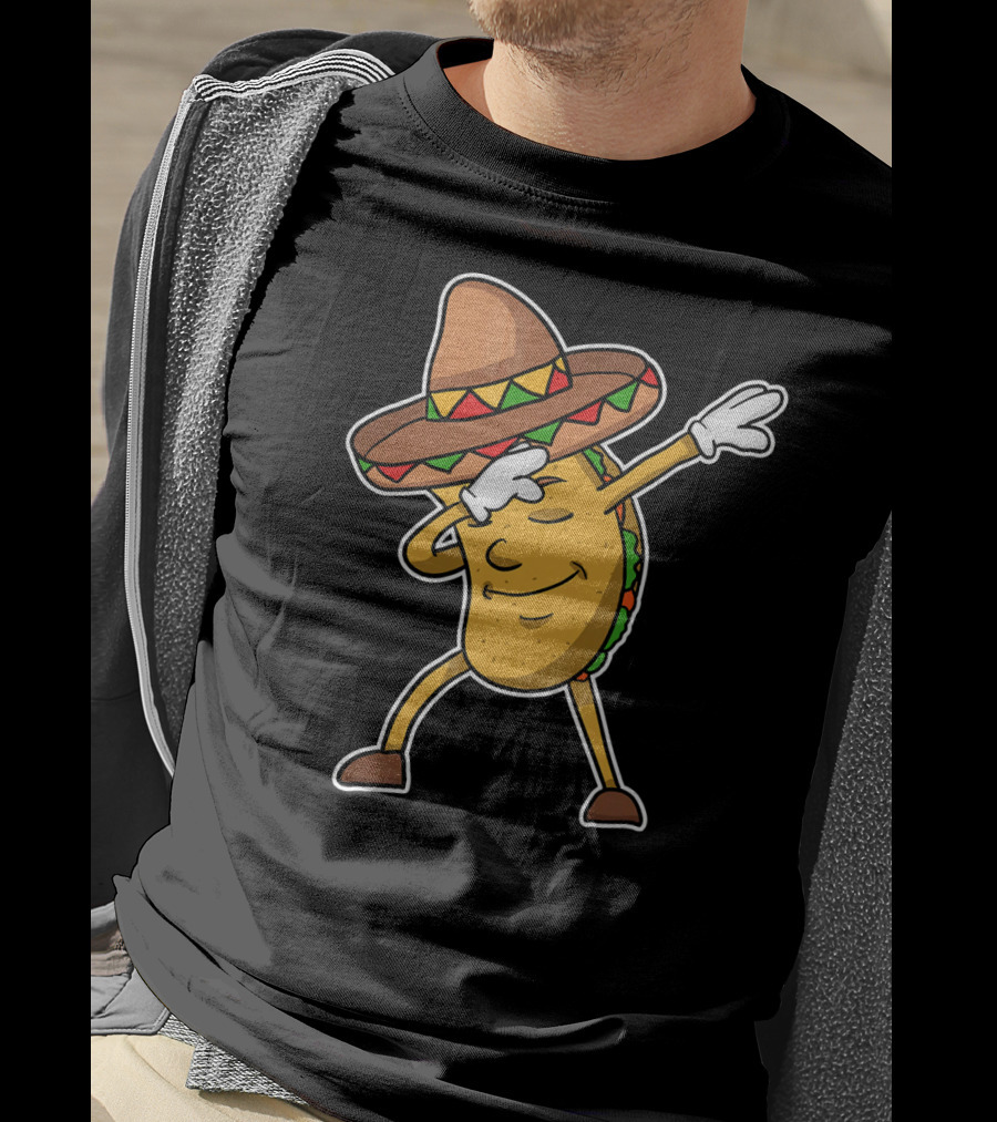 Dabbing Taco With Sombrero Funny Dab Dance T-Shirt