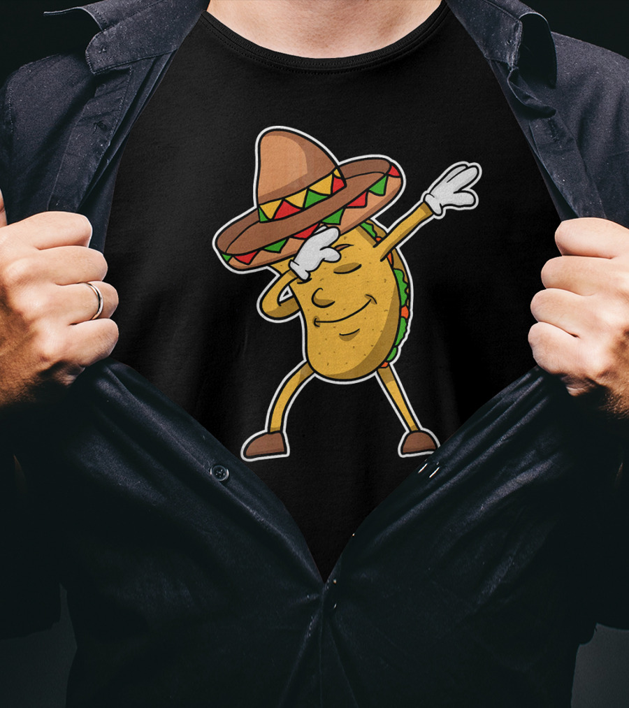Dabbing Taco With Sombrero Funny Dab Dance T-Shirt