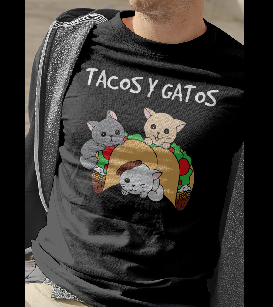 Tacos Y Gatos Cute Funny Cats In Tacos T-Shirt