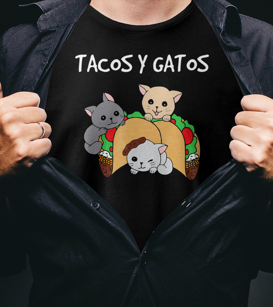 Tacos Y Gatos Cute Funny Cats In Tacos T-Shirt