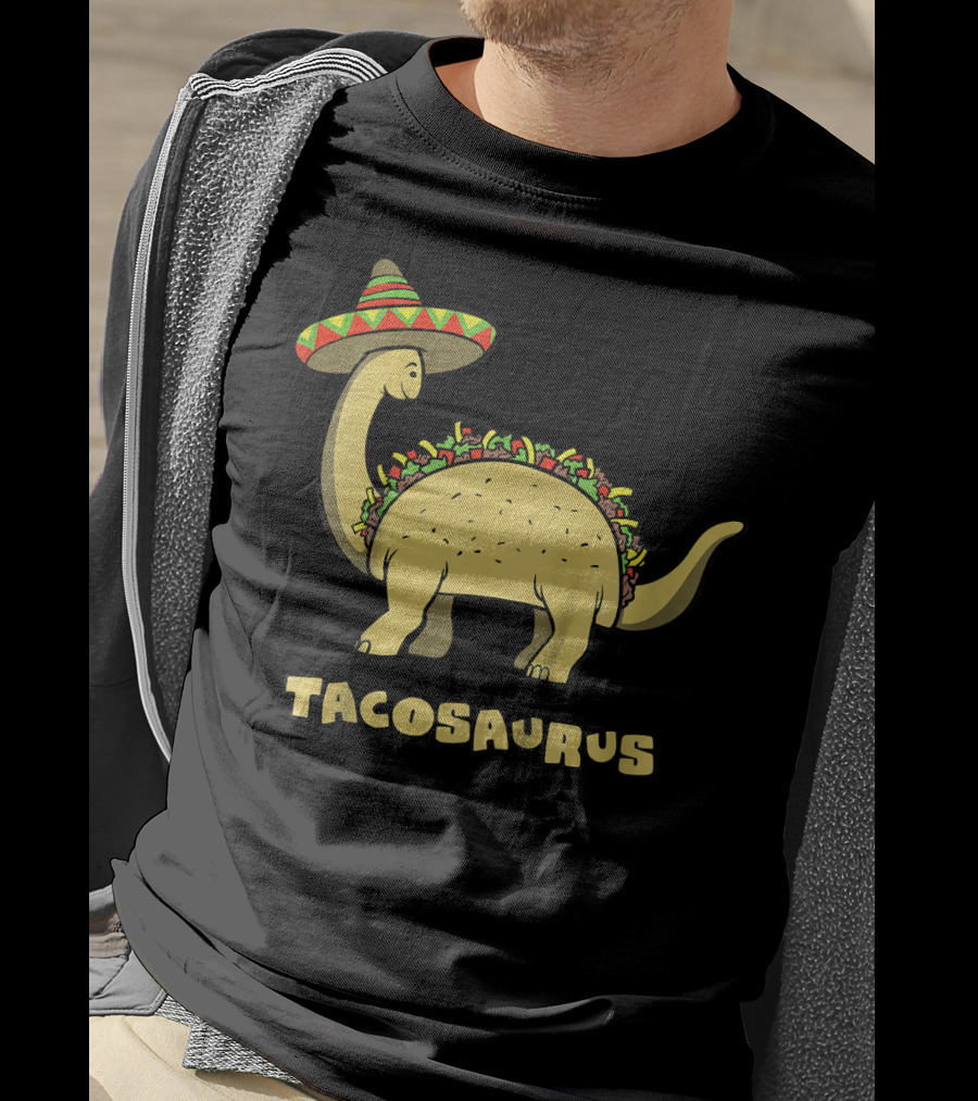 Kids Funny Tacosaurus Dinosaur With Sombrero Hat T-Shirt