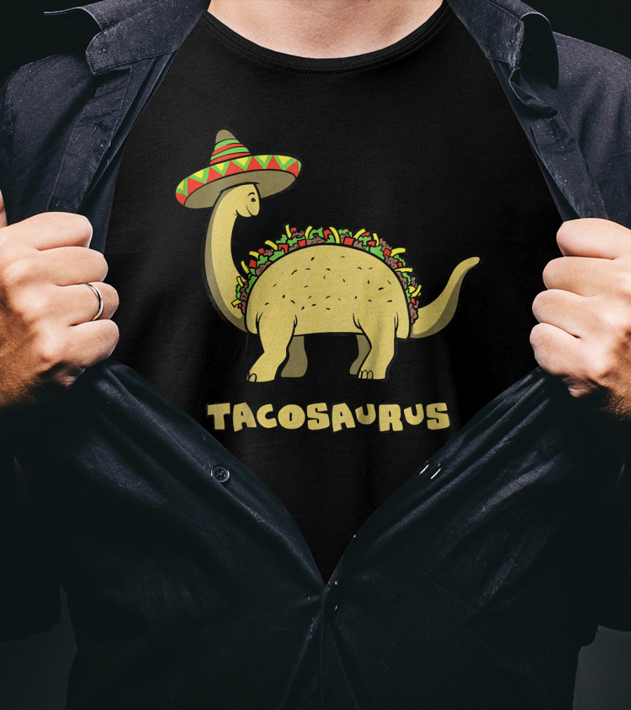 Kids Funny Tacosaurus Dinosaur With Sombrero Hat T-Shirt