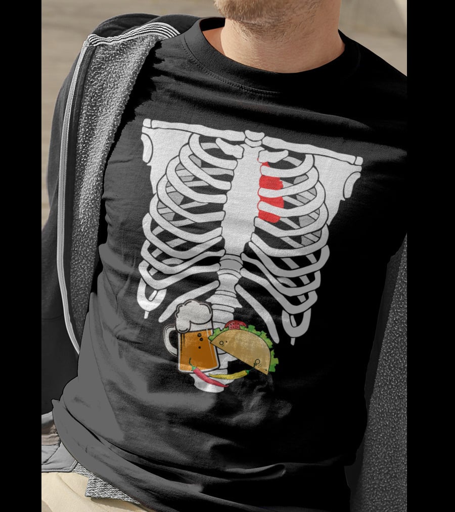 Skeleton X-Ray Taco Beer Unis T-Shirt