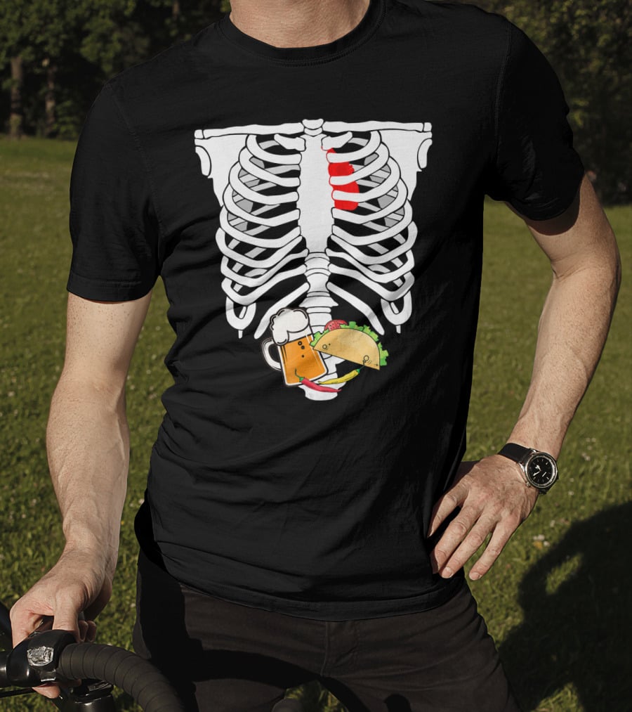 Skeleton X-Ray Taco Beer Unis T-Shirt