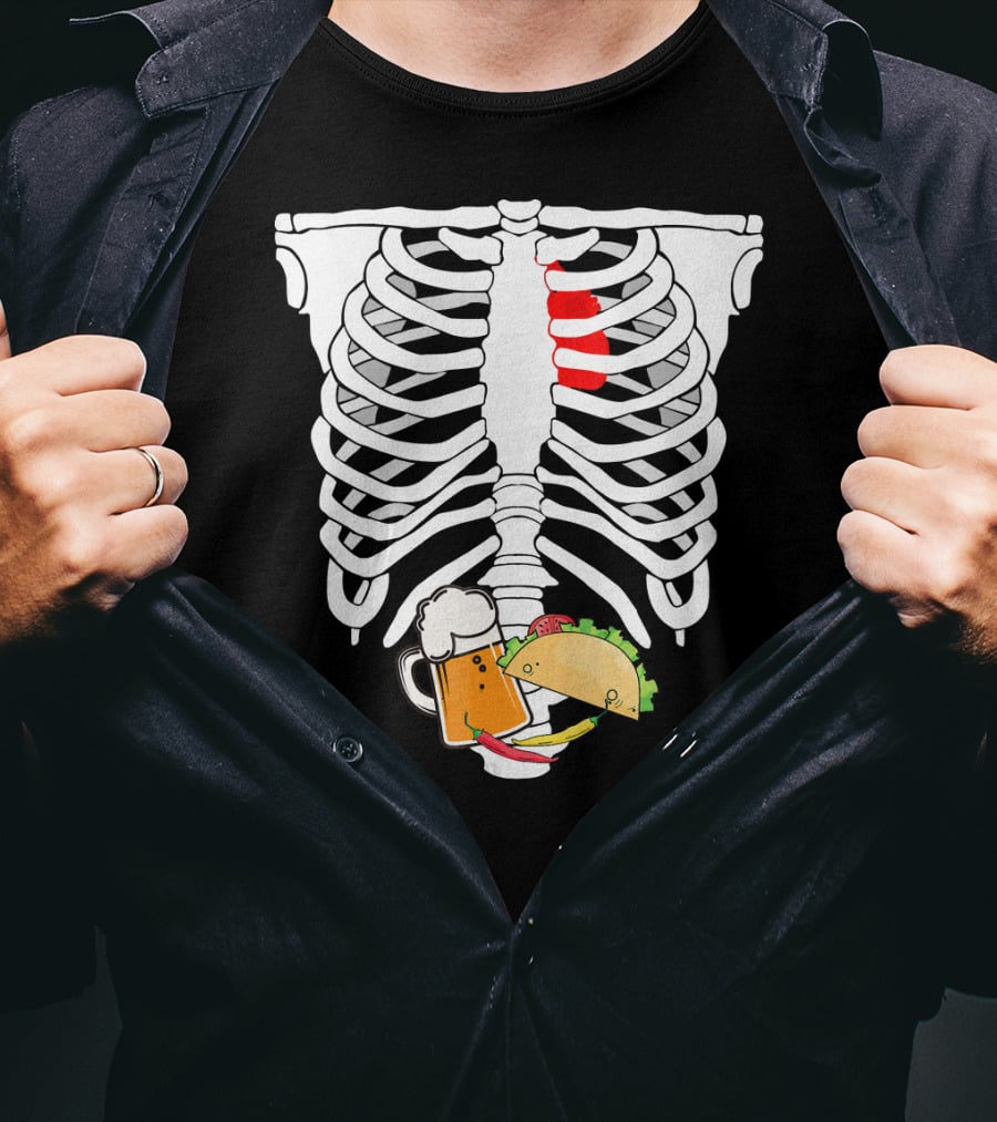 Skeleton X-Ray Taco Beer Unis T-Shirt