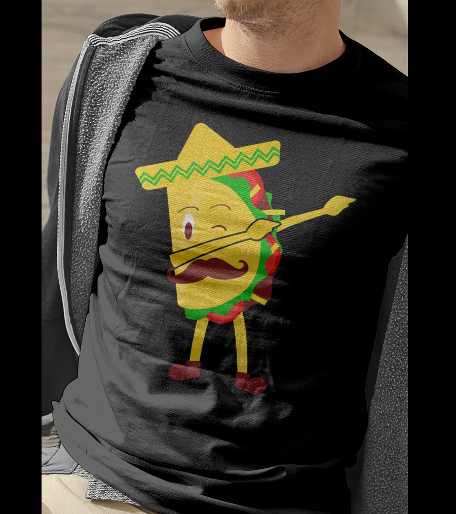 Taco Taco Lover Dabbing Sombrero Mustache T-Shirt