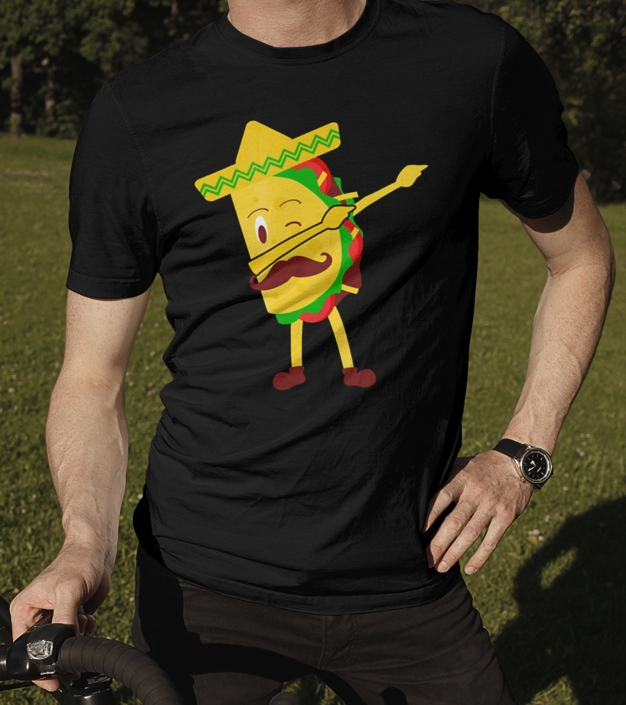 Taco Taco Lover Dabbing Sombrero Mustache T-Shirt