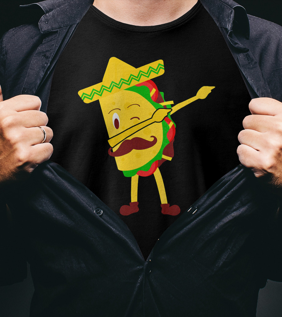 Taco Taco Lover Dabbing Sombrero Mustache T-Shirt