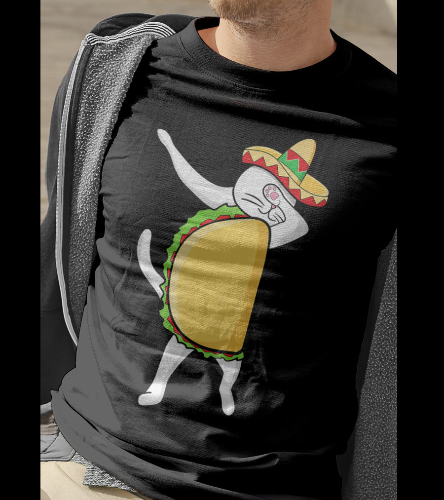 Dabbing Taco Cat Tacocat Cinco De Mayo Sombrero Fiesta T-Shirt