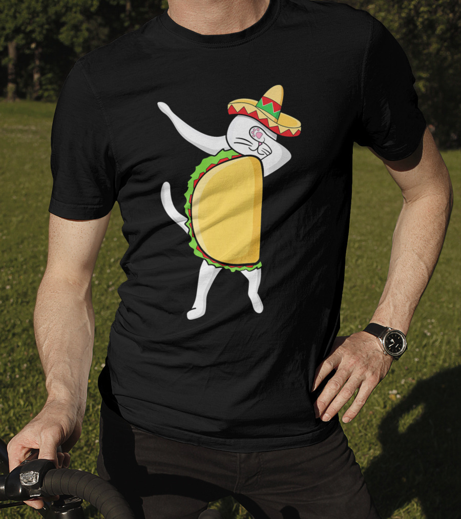 Dabbing Taco Cat Tacocat Cinco De Mayo Sombrero Fiesta T-Shirt
