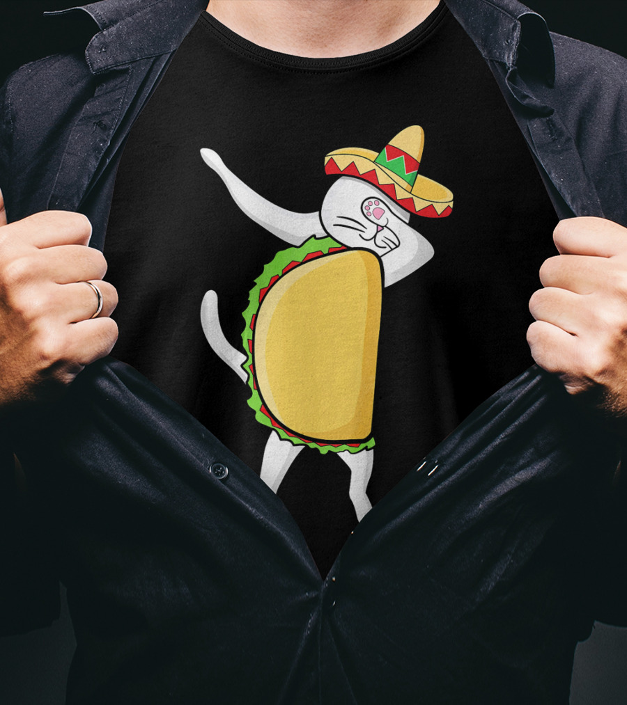 Dabbing Taco Cat Tacocat Cinco De Mayo Sombrero Fiesta T-Shirt