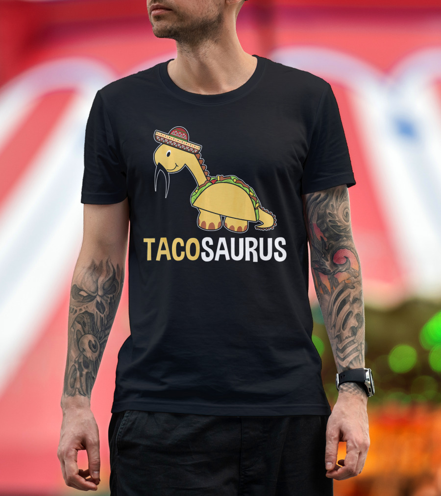 Tacosaurus Dinosaur Wearing Sombrero T-Shirt