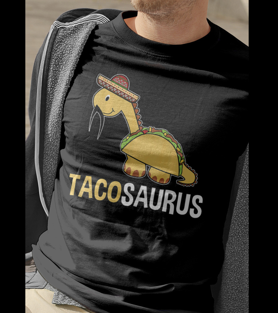 Tacosaurus Dinosaur Wearing Sombrero T-Shirt