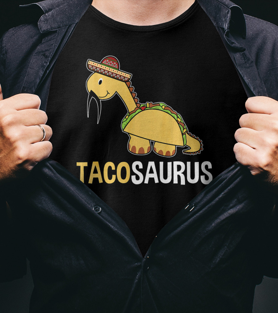 Tacosaurus Dinosaur Wearing Sombrero T-Shirt