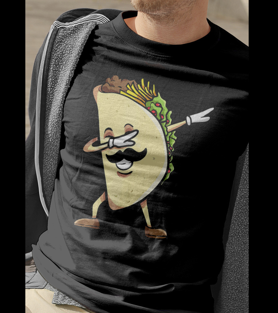 Dabbing Taco Mexican Food Lover With Mustache Dancer T-Shirt