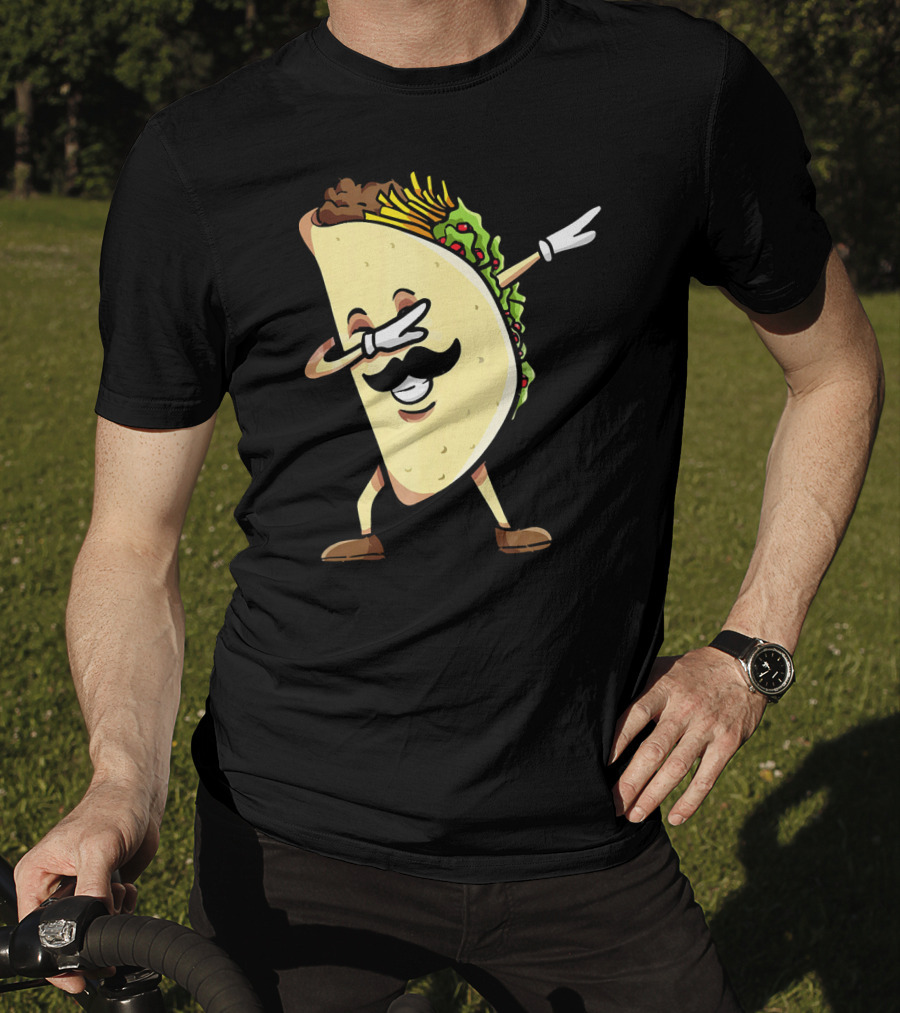 Dabbing Taco Mexican Food Lover With Mustache Dancer T-Shirt