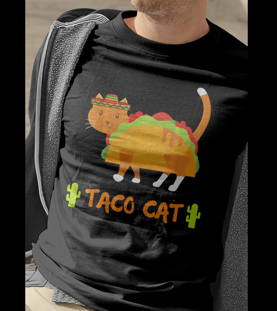 Taco Cat Sombrero With Cactus Fun T-Shirt