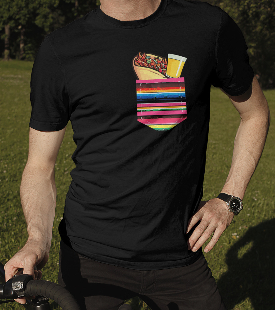 Tacos And Tequila Vibrant Serape Pocket T-Shirt