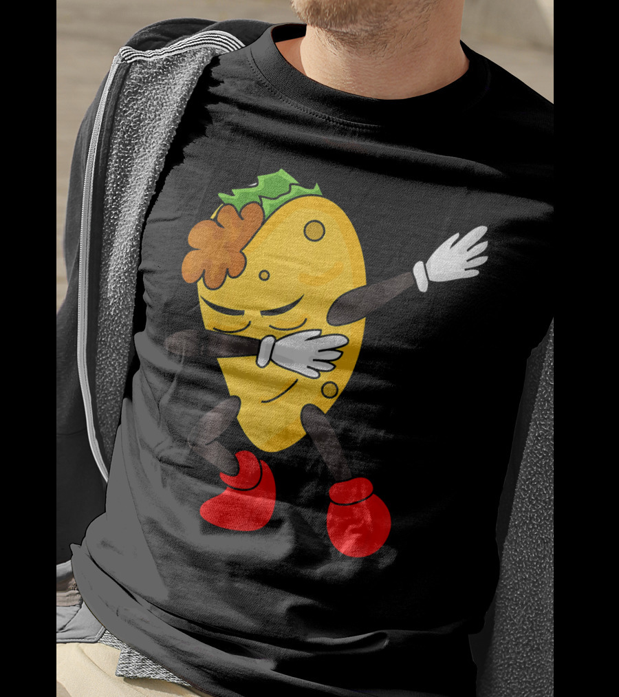 Dabbing Taco Funny Taco Lover Character With Red Shoes T-Shirt