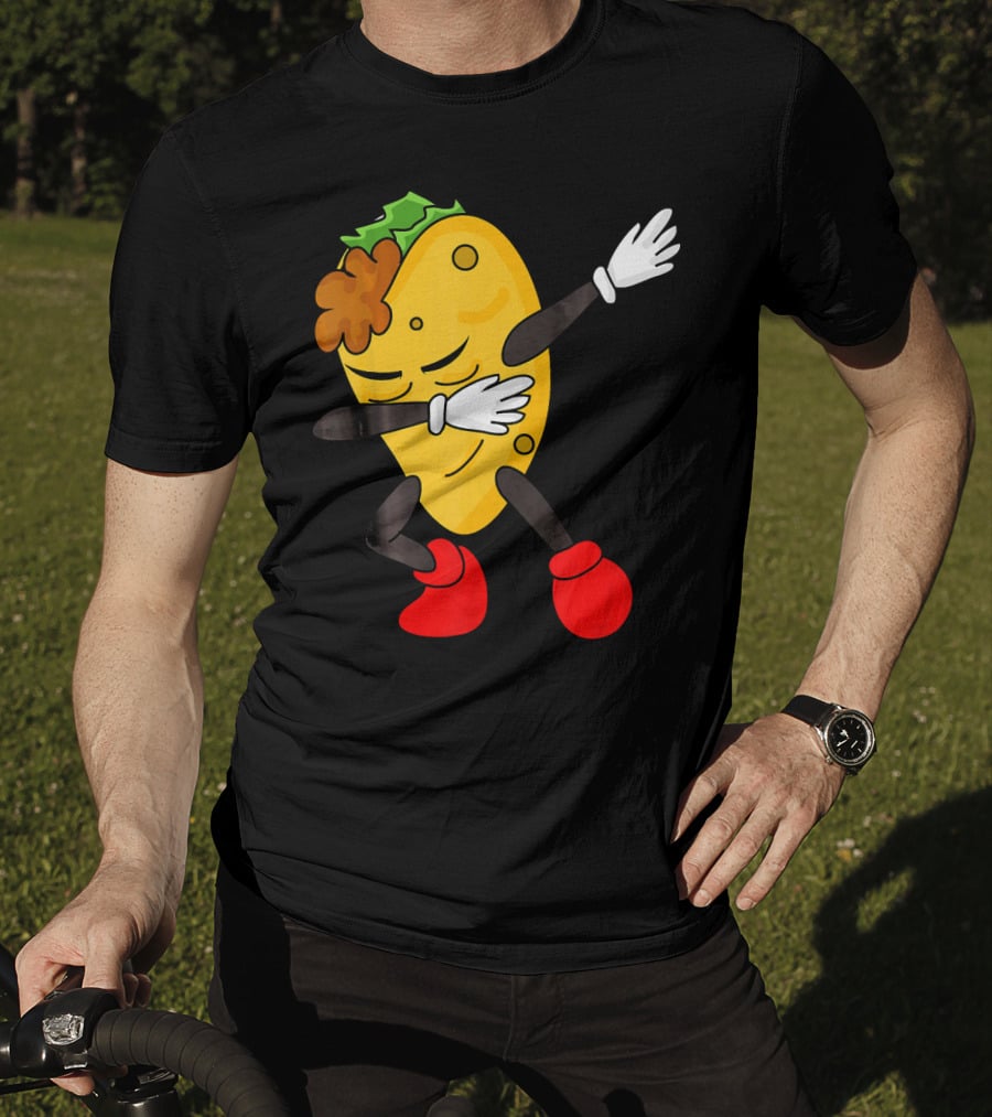 Dabbing Taco Funny Taco Lover Character With Red Shoes T-Shirt