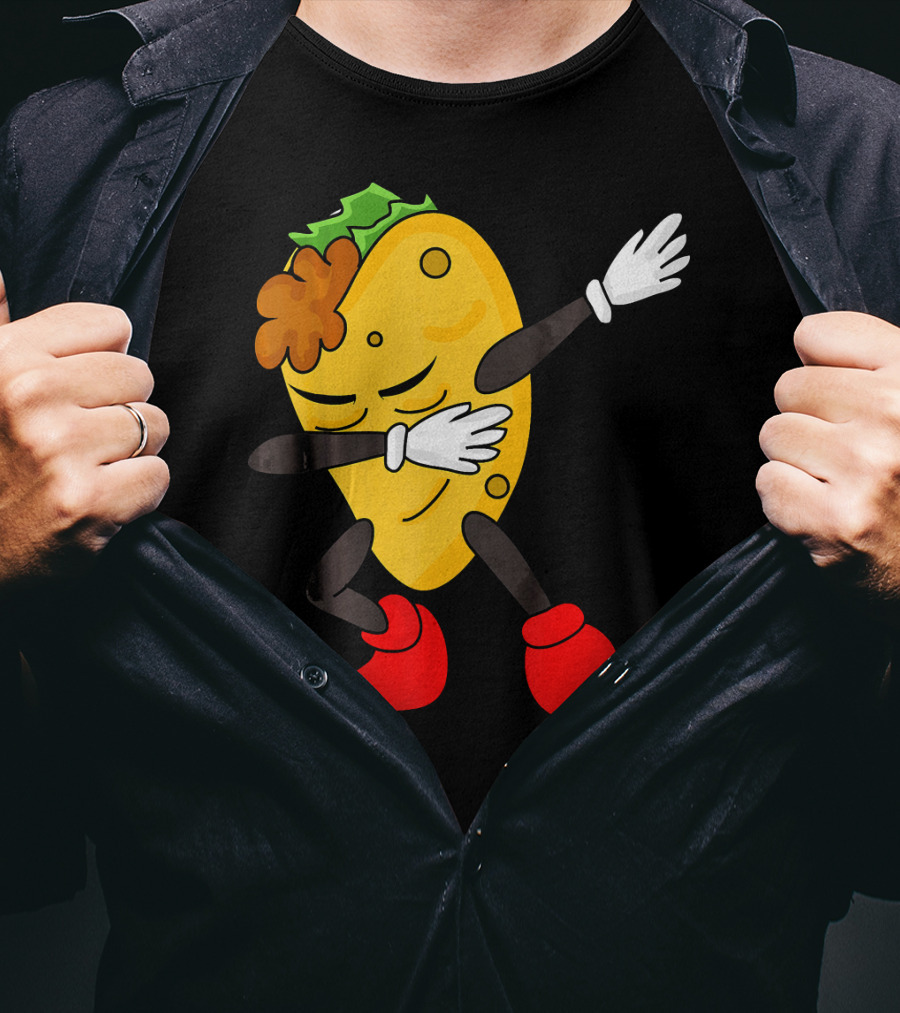 Dabbing Taco Funny Taco Lover Character With Red Shoes T-Shirt