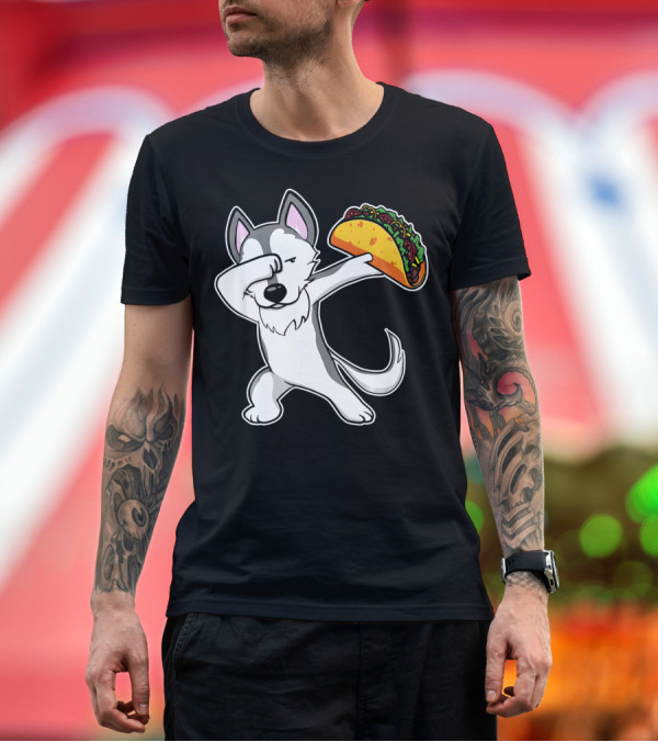 Premium T-Shirt: Husky Dabbing with Taco Funny Dance Lover T-Shirt Husky Dabbing with Taco Funny Dance Lover T-Shirt