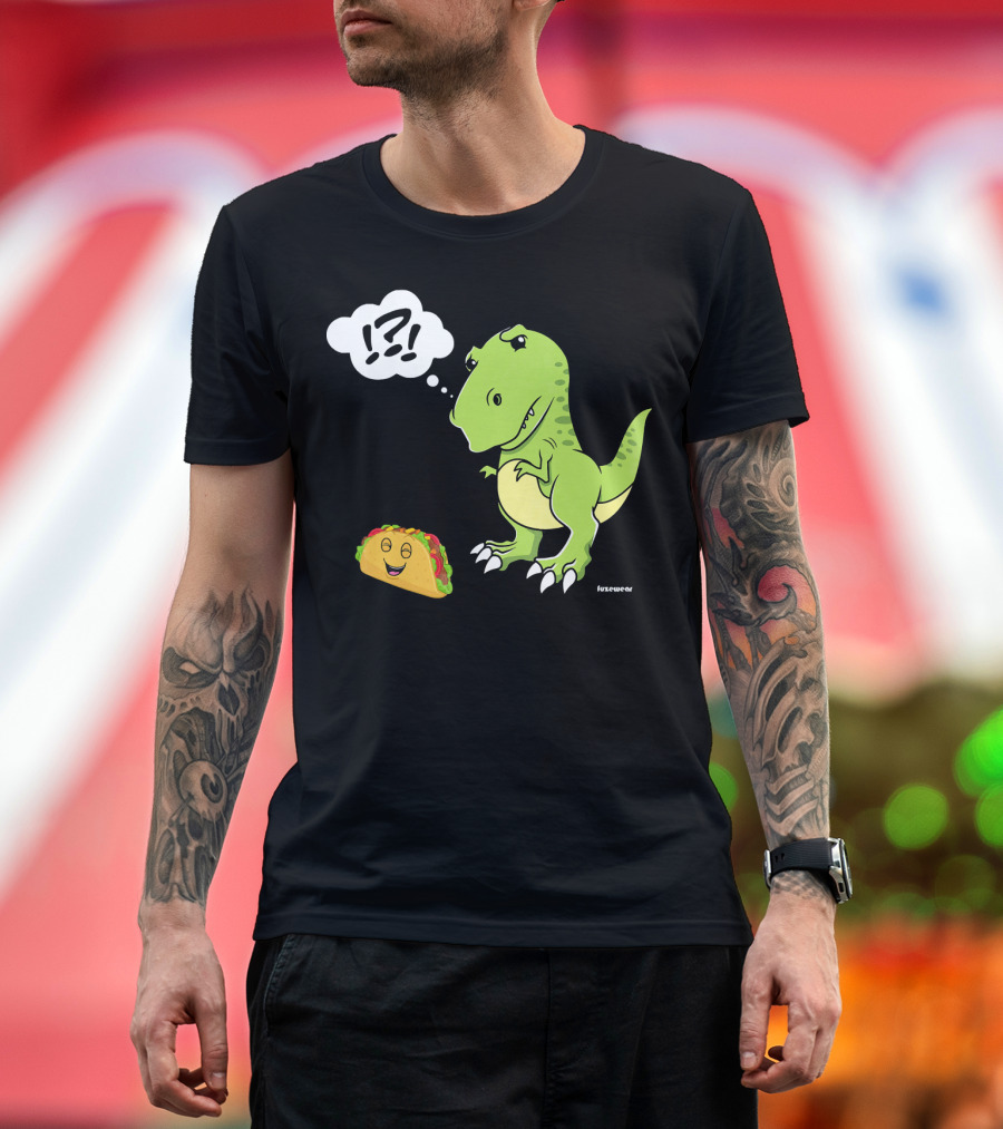 TRex Confused by Happy Taco Funny Sad Dino T-Shirt