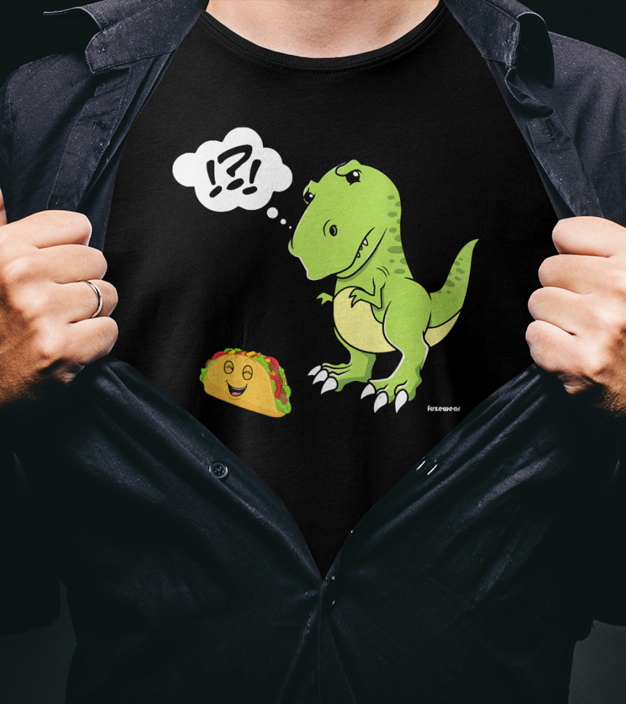 TRex Confused By Happy Taco Funny Sad Dino T-Shirt