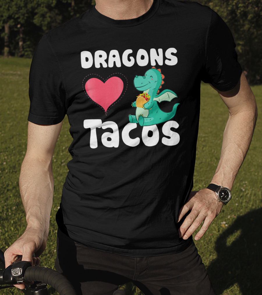 Dragons Love Tacos Heart Dragon Eating Taco T-Shirt