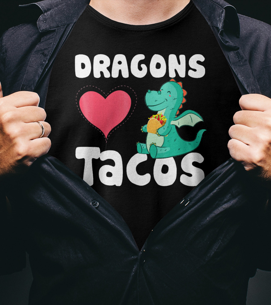 Dragons Love Tacos Heart Dragon Eating Taco T-Shirt