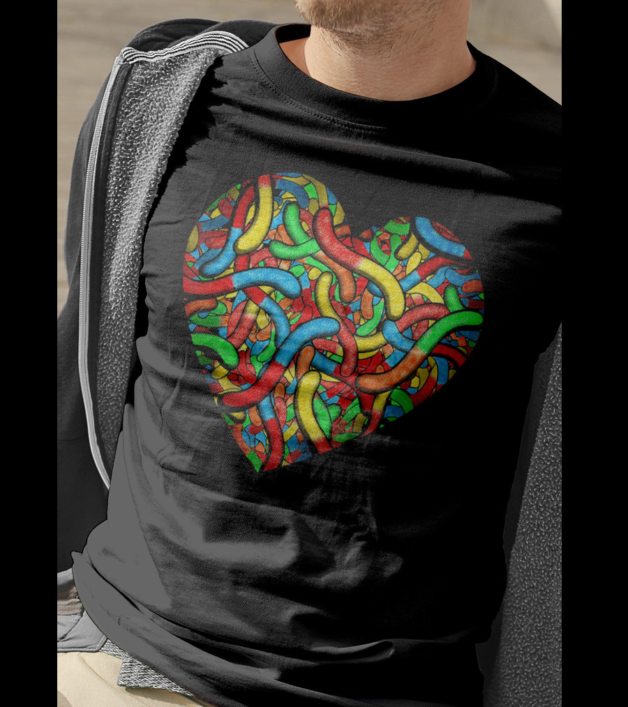 90s Candy Heart Sour Gummy Worms Girls T-Shirt