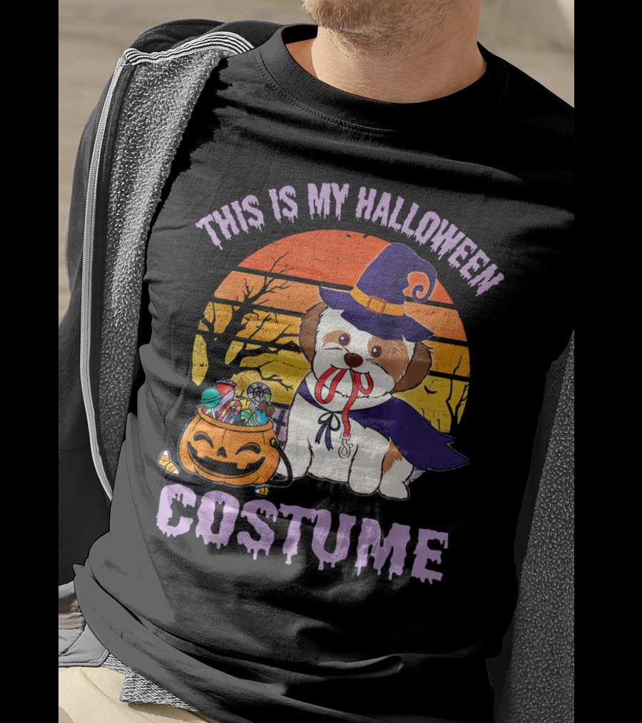 This Is My Halloween Costume Shorkie Dog Witch Pumpkin Candy T-Shirt