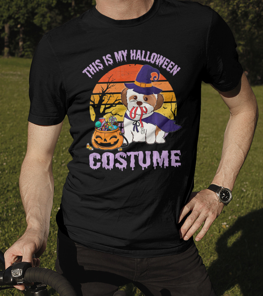 This Is My Halloween Costume Shorkie Dog Witch Pumpkin Candy T-Shirt