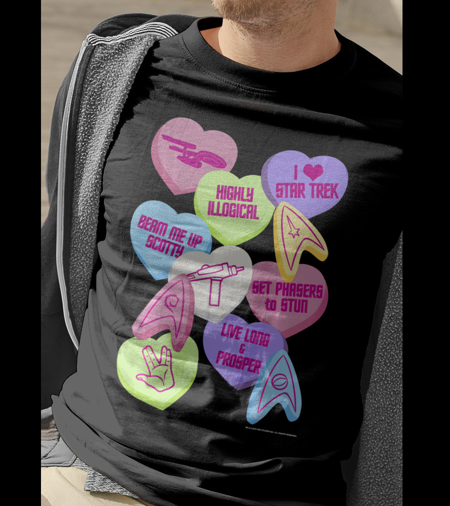 Beam Me Up Scotty Star Trek Candy Hearts Valentines Day Live Long And Prosper T-Shirt