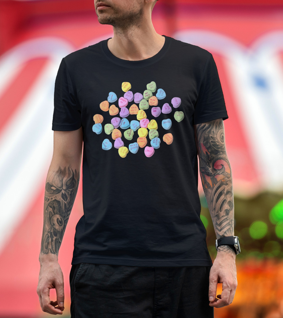 Valentines Day Candy Conversation Hearts Text Messages Love Sayings T-Shirt