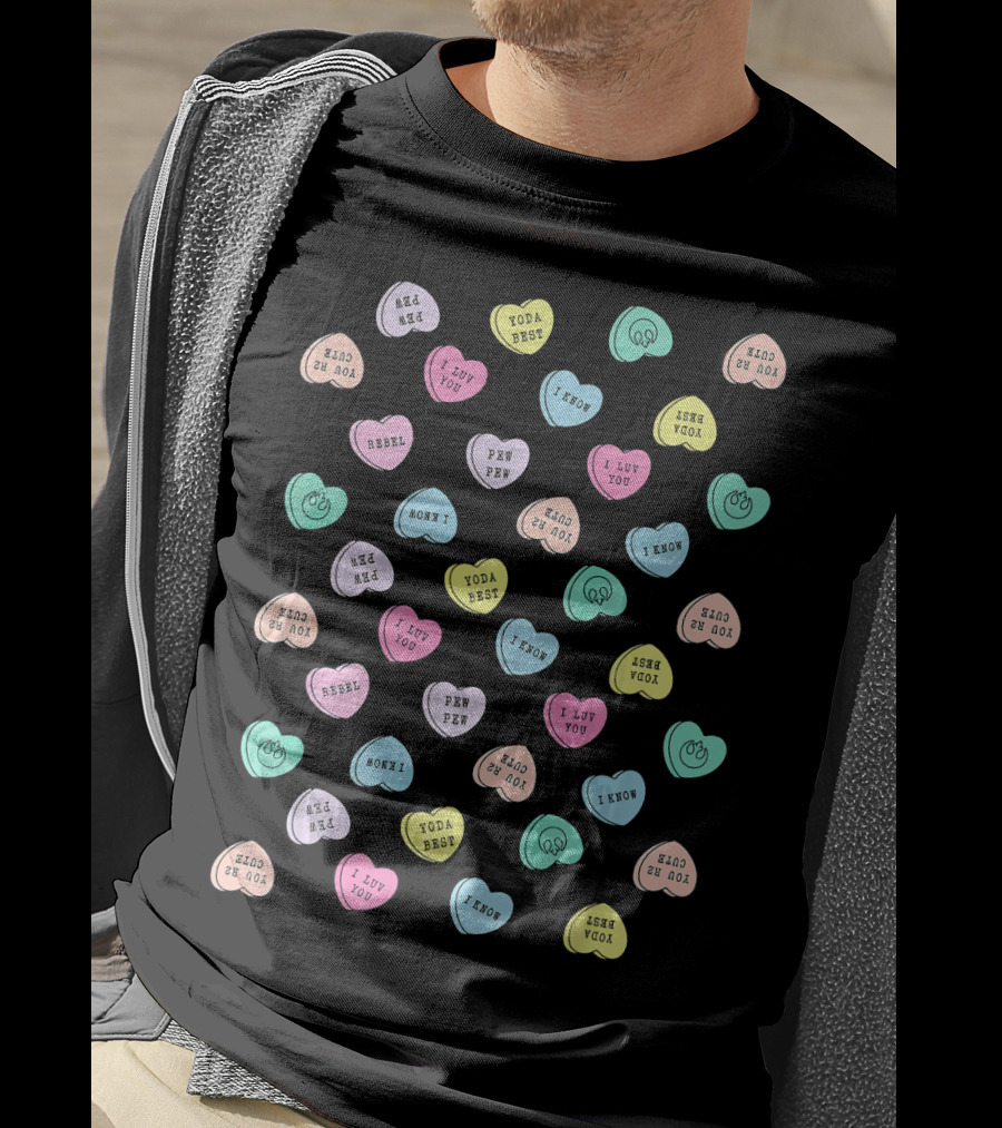 Star Wars Yoda Best Rebel I Know Love You I Luv You Pew Pew Valentines Candy Hearts T-Shirt