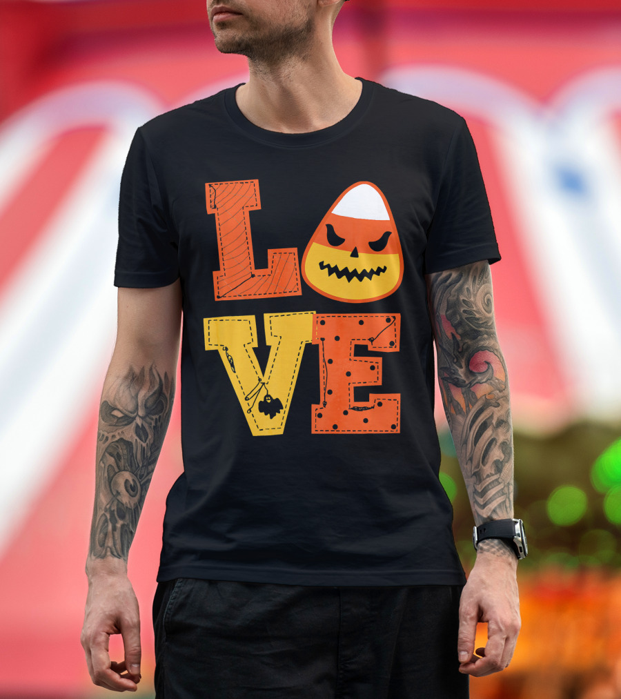LOVE Candy Corn Halloween Pumpkin T-Shirt