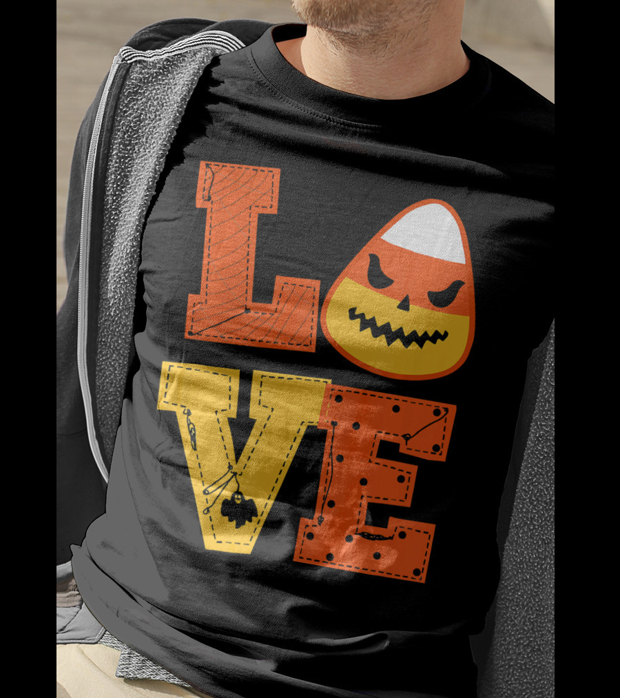 LOVE Candy Corn Halloween Pumpkin T-Shirt
