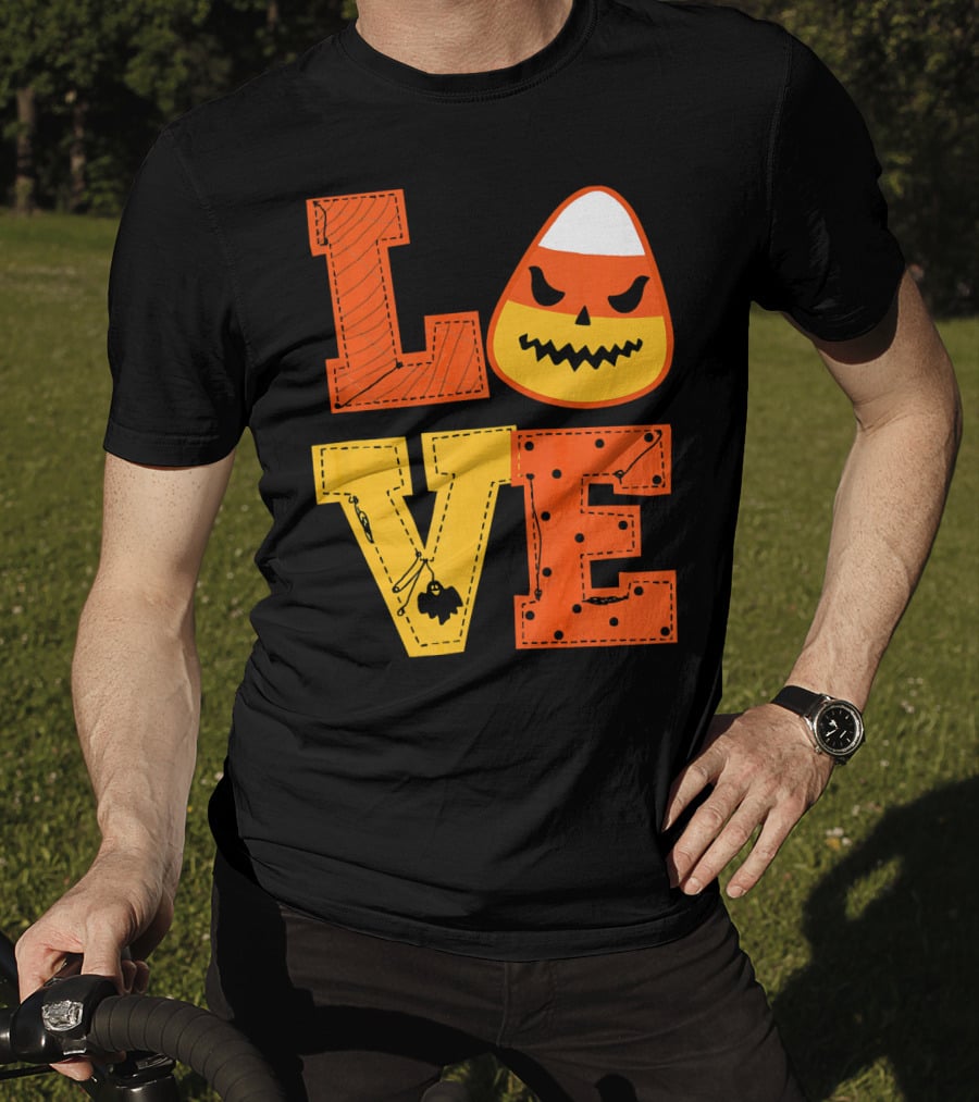 LOVE Candy Corn Halloween Pumpkin T-Shirt
