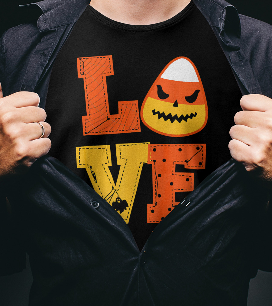 LOVE Candy Corn Halloween Pumpkin T-Shirt