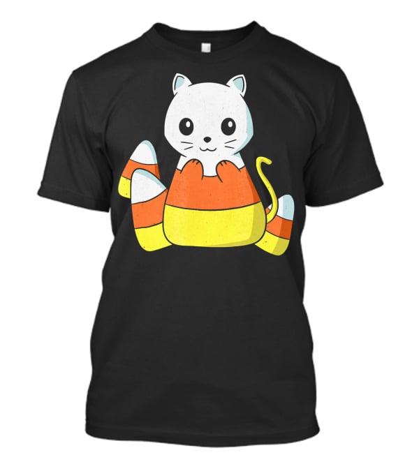 Adorable Candy Corn Cat Halloween Kitty T-Shirt