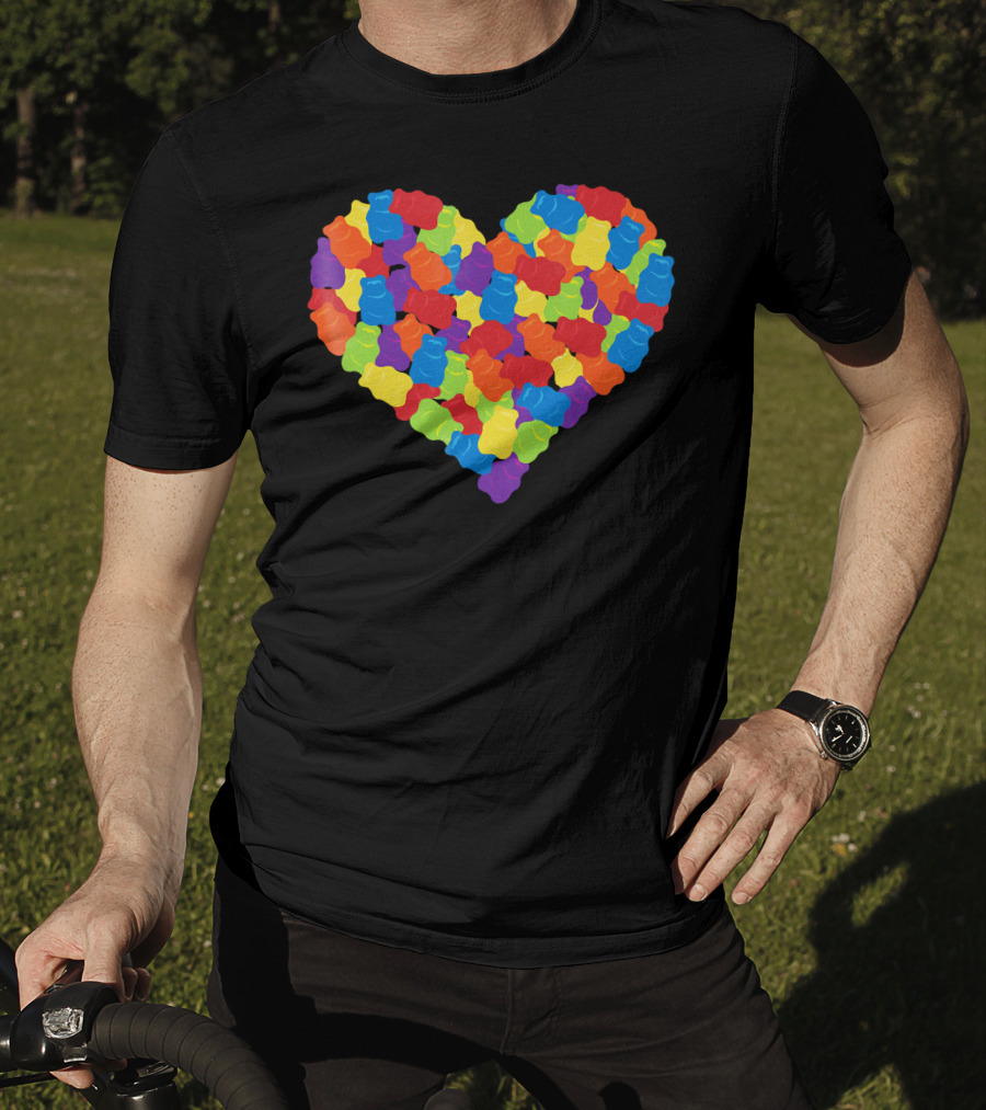 Multicolored Gummy Bears Heart Candy Chewing Bears T-Shirt