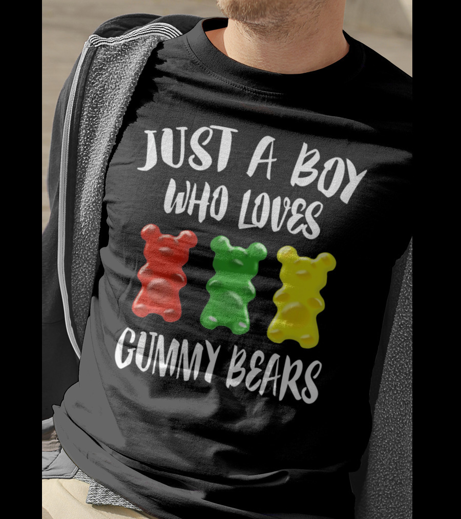 Just A Boy Who Loves Gummy Bears Red Green Yellow Bears T-Shirt