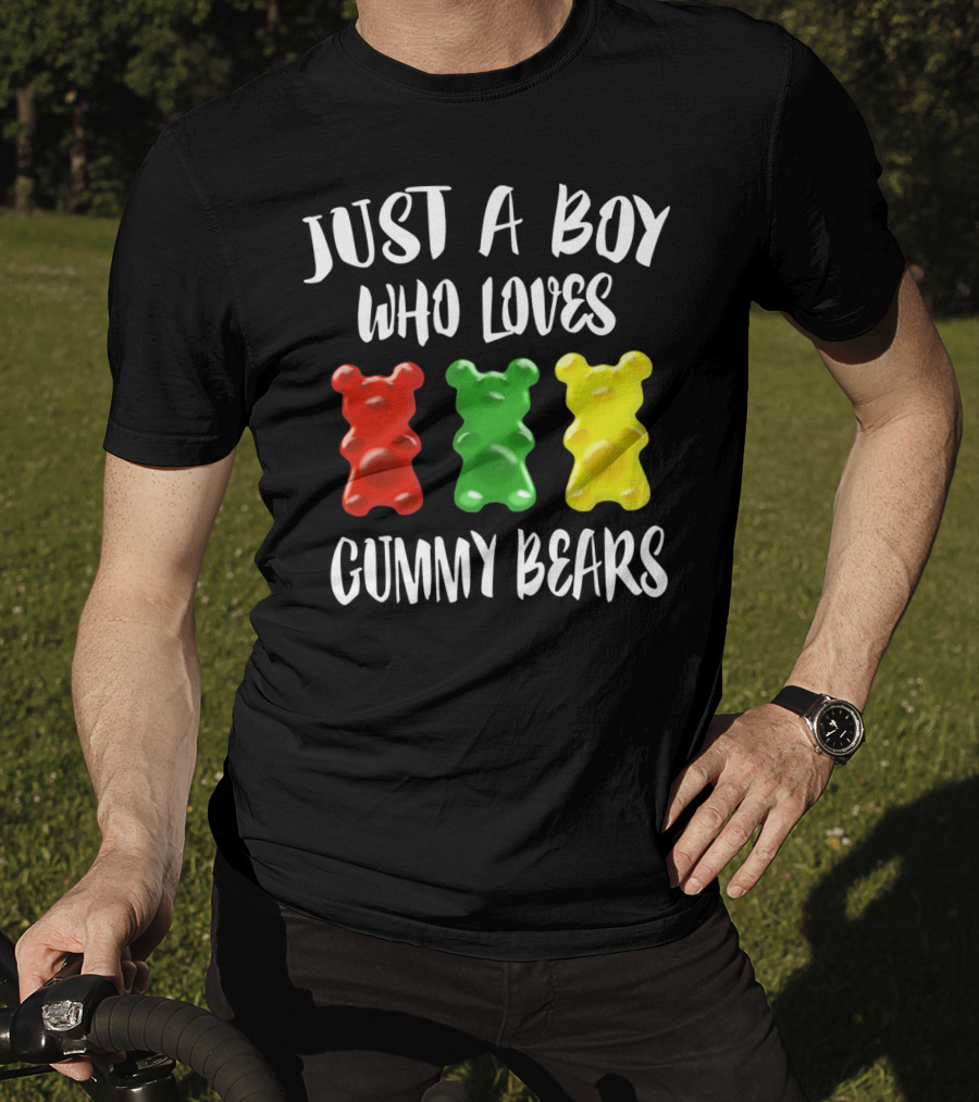 Just A Boy Who Loves Gummy Bears Red Green Yellow Bears T-Shirt