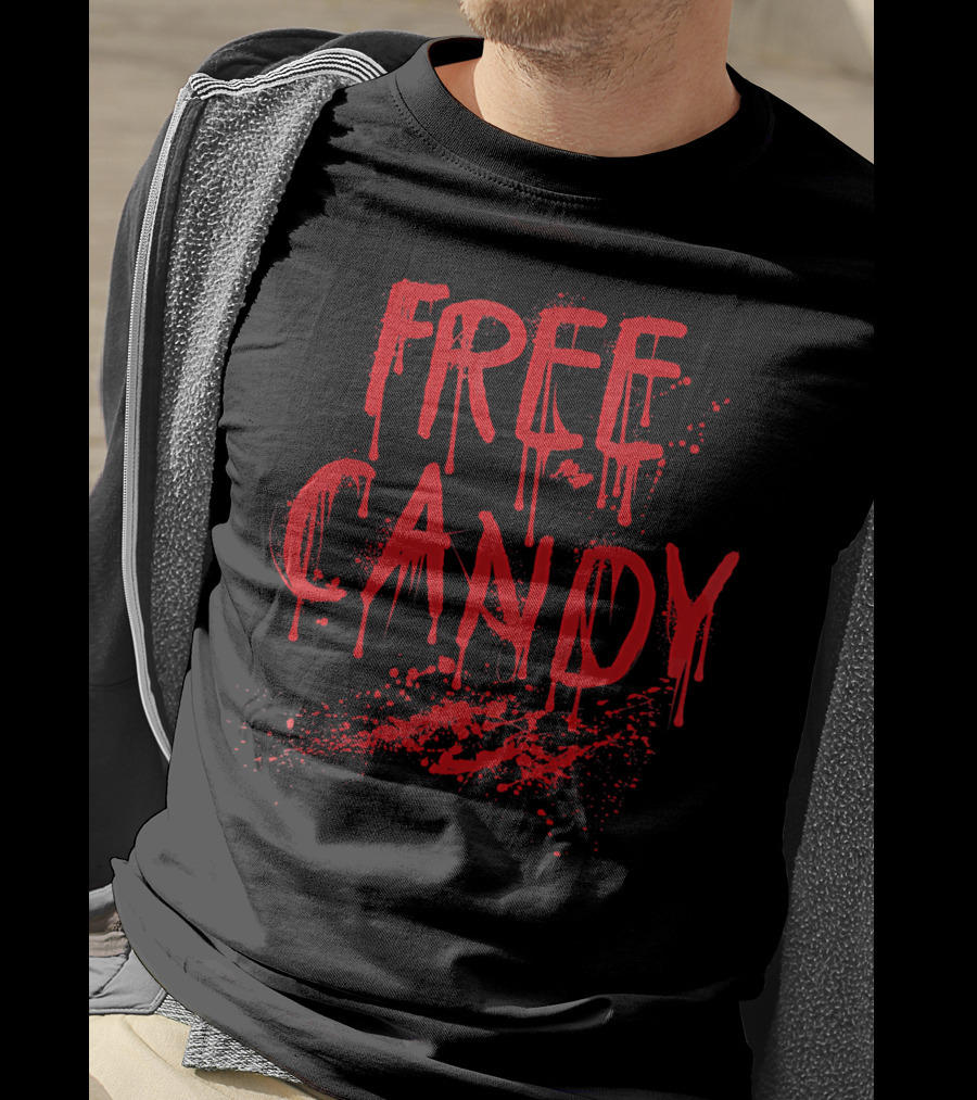 Free Candy Scary Bloody Red Splatter Horror T-Shirt
